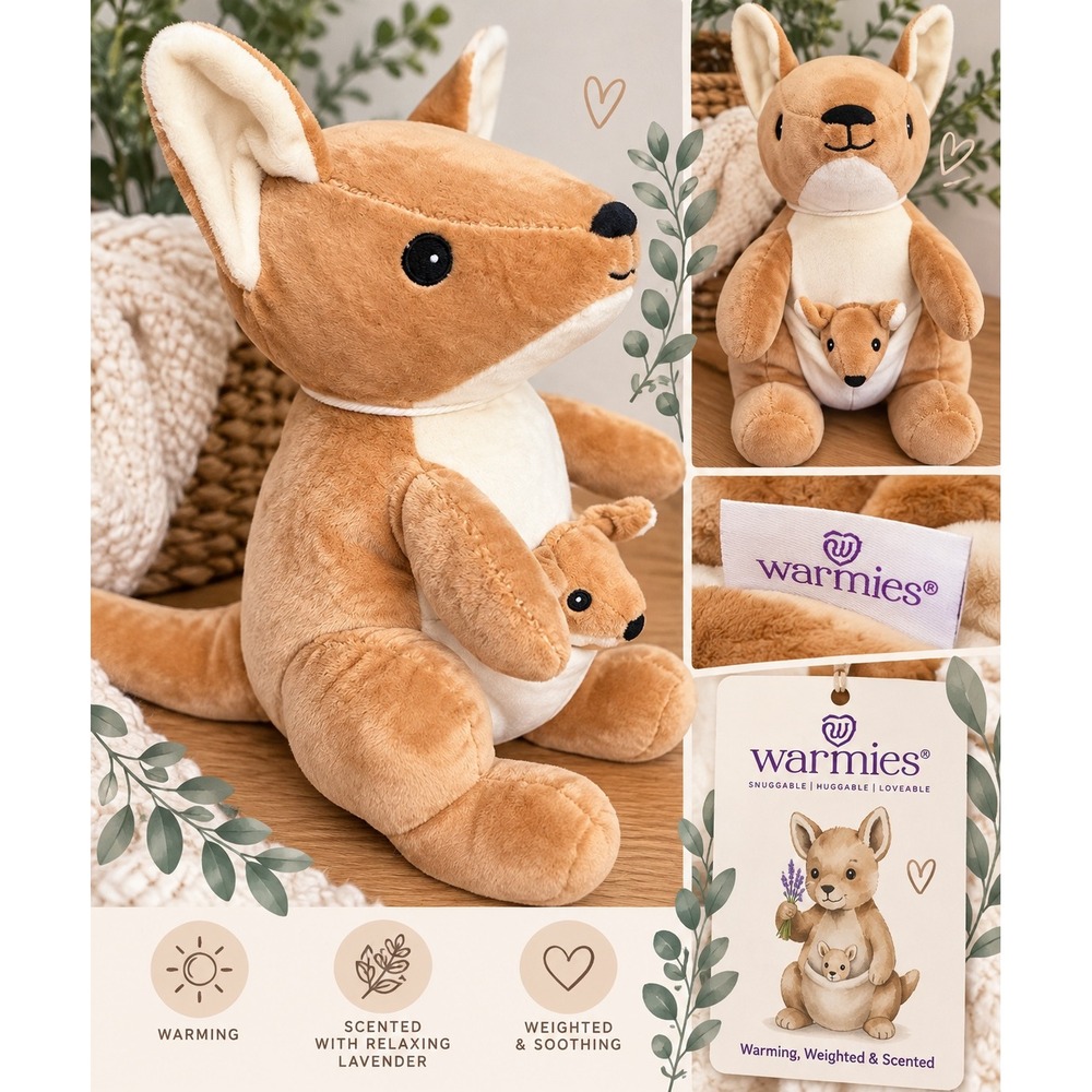 Warmies Kangaroo and Joey Microwavable Lavender Scented Weighted Plush CP-KAN-1